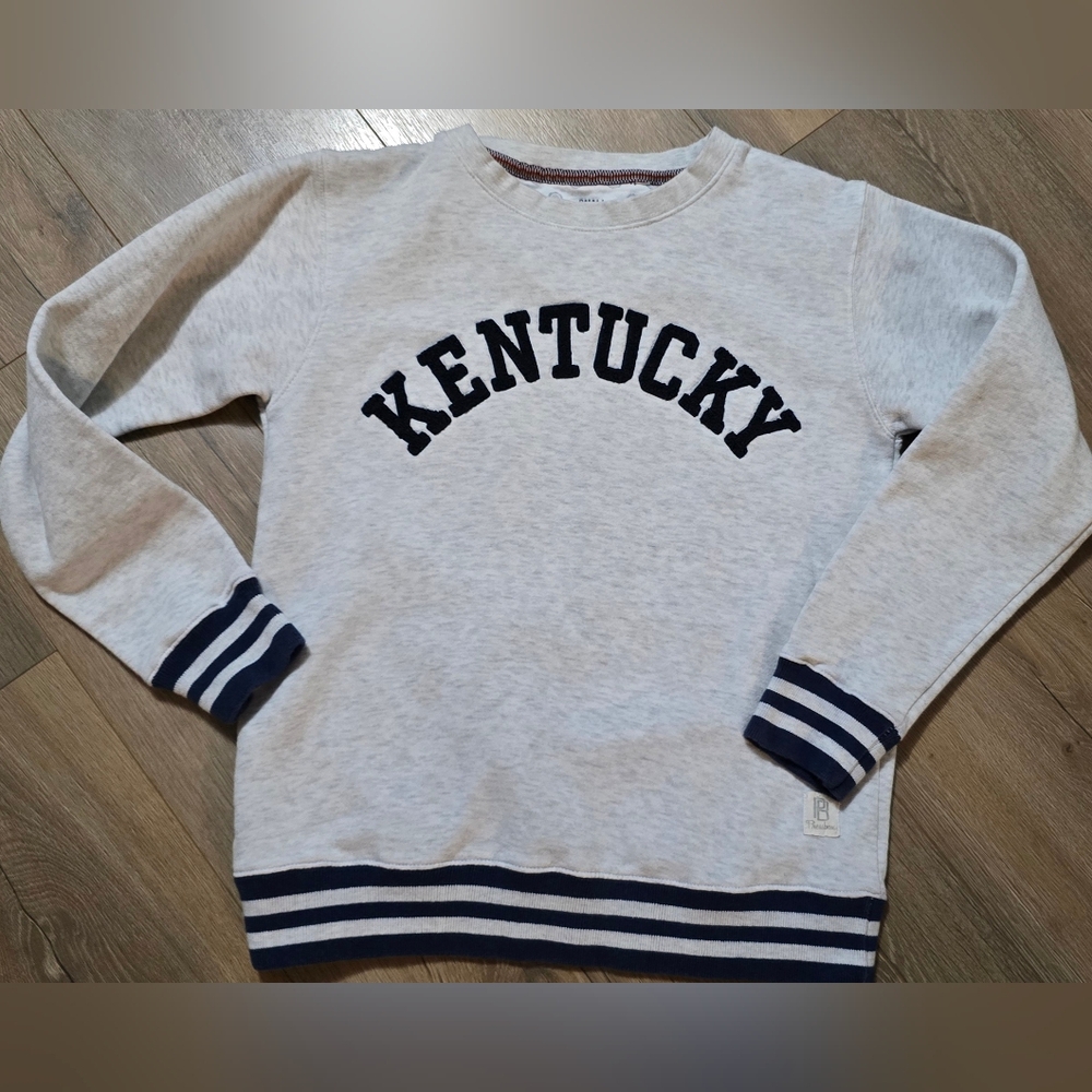 Pressbox Kentucky Crewneck Sweater in Gray and Navy